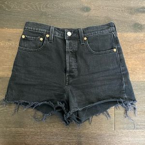 Levi’s high-waisted denim shorts, size 27
